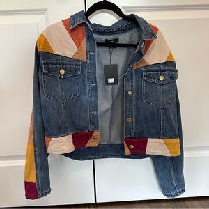 Suede detailed denim jacket
